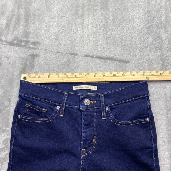 Levi's 314 Shaping Straight Jeans Dark Wash Women Sz 26 Grunge Retro Western - Picture 5 of 10
